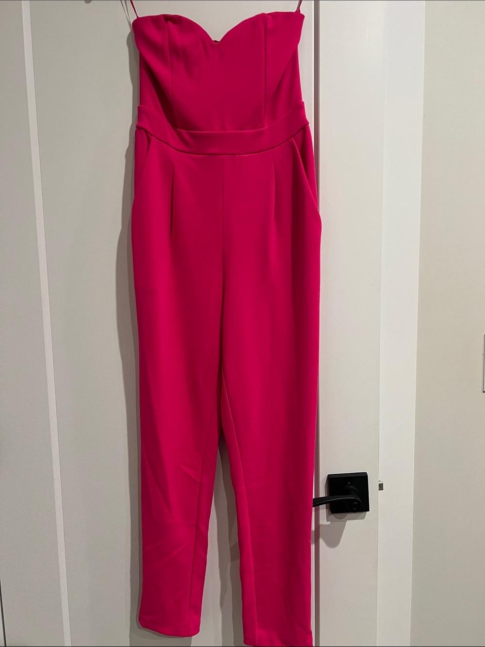 Express Strapless Fuchsia Jumpsuit